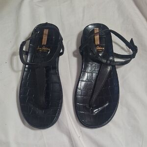 Sam Edelman Black Croc-Embossed Sandals Size 6.5